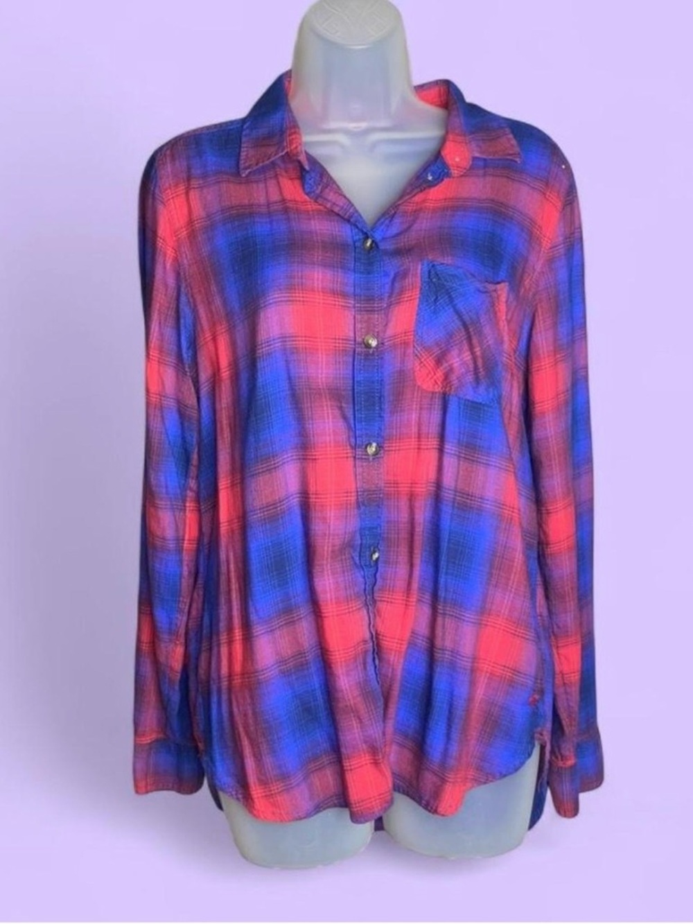 Upcycled American Eagle Mickey Mouse Plaid Shirt - Picture 6 of 12